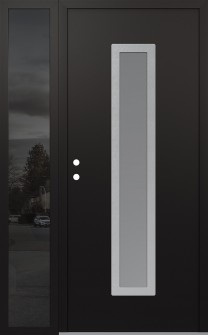 DIAMOND A11 48" X 80" BLACK/WHITE FROSTED GLASS PANEL STAINLESS STEEL RHI WITH SIDELITE MIRRORED GLASS