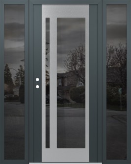 Diamond C15 68" x 80" anthracite/anthracite mirrored Glass Panel stainless steel RHI with 2 Sidelites mirrored Glass