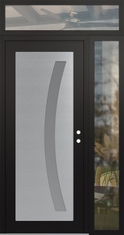 Diamond C4 50" x 96" black/white frosted Glass Panel stainless steel LHI with Sidelite and Transom clear Glass