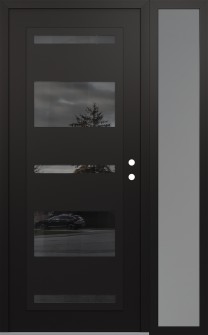 Diamond C10 50" x 80" black/black mirrored Glass Panel black LHI with Sidelite frosted Glass