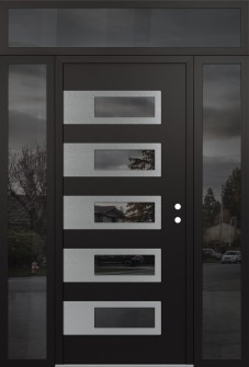 Diamond D3 60" x 96" black/black mirrored Glass Panel stainless steel LHI with 2 Sidelites and Transom mirrored Glass