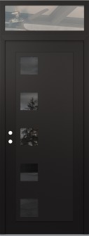 Diamond C5 36" x 96" black/black mirrored Glass Panel black RHI with Transom clear Glass