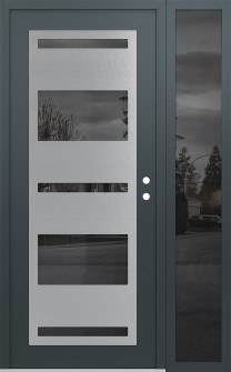 Diamond C10 52" x 80" anthracite/anthracite mirrored Glass Panel stainless steel LHI with Sidelite mirrored Glass