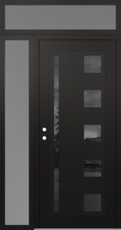 Diamond C3 48" x 96" black/black mirrored Glass Panel black RHI with Sidelite and Transom frosted Glass