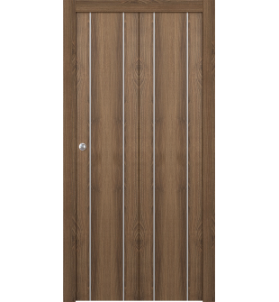Optima 2U Pecan Nutwood Bi-folding doors