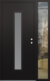 DIAMOND A11 50" X 80" BLACK/WHITE FROSTED GLASS PANEL BLACK LHI WITH SIDELITE CLEAR GLASS