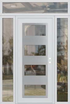 Diamond C2 64" x 96" white/white clear Glass Panel stainless steel LHI with 2 Sidelites and Transom clear Glass
