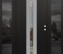 Modern Steel Front Door DIAMOND A4 60" X 80" BLACK/BLACK CLEAR GLASS PANEL STAINLESS STEEL LHI WITH 2 SIDELITES MIRRORED GLASS
