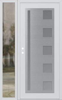 Diamond C3 50" x 80" white/white frosted Glass Panel stainless steel RHI with Sidelite clear Glass