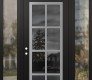 Modern Steel Front Door Diamond C16 64" x 96" black/black mirrored Glass Panel stainless steel RHI with 2 Sidelites and Transom clear Glass