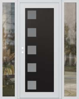 Diamond C5 68" x 80" white/white frosted Glass Panel black RHI with 2 Sidelites clear Glass