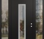 Modern Steel Front Door DIAMOND A11 60" X 96" BLACK/BLACK CLEAR GLASS PANEL STAINLESS STEEL LHI WITH 2 SIDELITES AND TRANSOM CLEAR GLASS