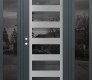 Modern Steel Front Door Diamond C9 68" x 80" anthracite/anthracite mirrored Glass Panel stainless steel RHI with 2 Sidelites mirrored Glass