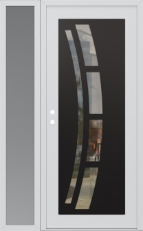 Diamond C12 52" x 80" white/white clear Glass Panel black RHI with Sidelite frosted Glass