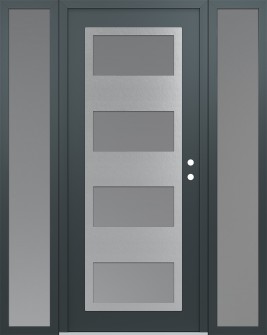 Diamond C2 64" x 80" anthracite/anthracite frosted Glass Panel stainless steel LHI with 2 Sidelites frosted Glass