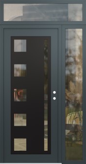 Diamond C3 48" x 96" anthracite/anthracite clear Glass Panel black LHI with Sidelite and Transom clear Glass