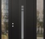 Modern Steel Front Door DIAMOND A4 60" X 96" BLACK/WHITE FROSTED GLASS PANEL BLACK RHI WITH 2 SIDELITES AND TRANSOM CLEAR GLASS