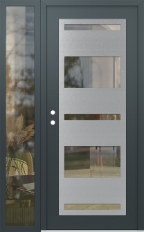 Diamond C10 48" x 80" anthracite/anthracite clear Glass Panel stainless steel RHI with Sidelite clear Glass