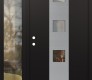 Modern Steel Front Door DIAMOND A12 48" X 80" BLACK/BLACK CLEAR GLASS PANEL STAINLESS STEEL RHI WITH SIDELITE CLEAR GLASS