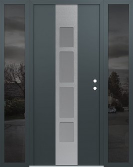 DIAMOND A10 68" X 80" ANTHRACITE/ANTHRACITE FROSTED GLASS PANEL STAINLESS STEEL LHI WITH 2 SIDELITES MIRRORED GLASS