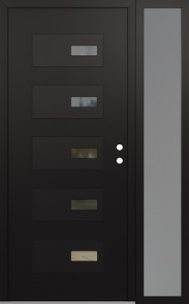 Diamond D7 50" x 80" black/black clear Glass Panel black LHI with Sidelite frosted Glass