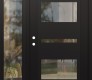 Modern Steel Front Door Diamond C10 50" x 80" black/black clear Glass Panel black RHI with Sidelite clear Glass