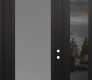 Modern Steel Front Door Diamond C1 50" x 96" black/white frosted Glass Panel black LHI with Sidelite and Transom mirrored Glass