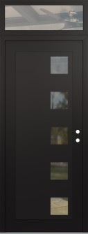 Diamond C5 36" x 96" black/black clear Glass Panel black LHI with Transom clear Glass