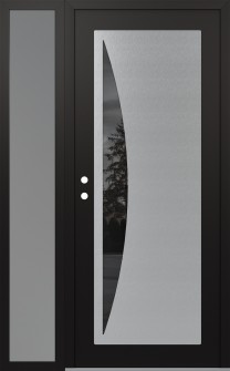Diamond C13 50" x 80" black/black mirrored Glass Panel stainless steel RHI with Sidelite frosted Glass