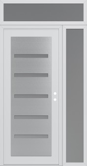 Diamond C7 48" x 96" white/white frosted Glass Panel stainless steel LHI with Sidelite and Transom frosted Glass