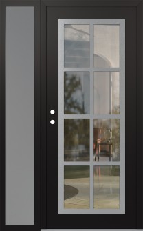 Diamond C16 50" x 80" black/black clear Glass Panel stainless steel RHI with Sidelite frosted Glass