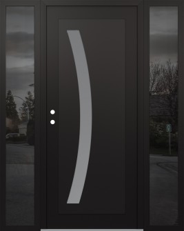 Diamond C4 60" x 80" black/white frosted Glass Panel black RHI with 2 Sidelites mirrored Glass