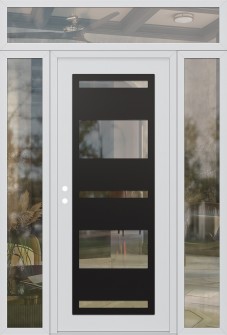 Diamond C10 60" x 96" white/white clear Glass Panel black RHI with 2 Sidelites and Transom clear Glass