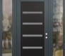Modern Steel Front Door Diamond C7 68" x 96" anthracite/anthracite frosted Glass Panel black LHI with 2 Sidelites and Transom clear Glass