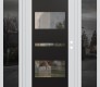 Modern Steel Front Door Diamond C10 64" x 80" white/white clear Glass Panel black LHI with 2 Sidelites mirrored Glass