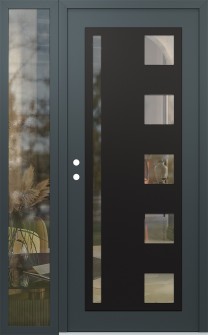 Diamond C3 52" x 80" anthracite/anthracite clear Glass Panel black RHI with Sidelite clear Glass