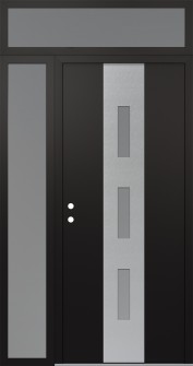 DIAMOND A7 48" X 96" BLACK/WHITE FROSTED GLASS PANEL STAINLESS STEEL RHI WITH SIDELITE AND TRANSOM FROSTED GLASS