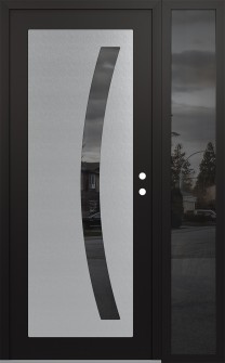 Diamond C4 50" x 80" black/black mirrored Glass Panel stainless steel LHI with Sidelite mirrored Glass