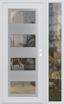 Diamond C2 48" x 80" white/white clear Glass Panel stainless steel LHI with Sidelite clear Glass