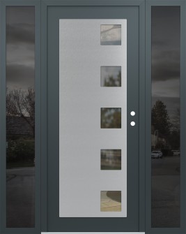 Diamond C5 64" x 80" anthracite/anthracite clear Glass Panel stainless steel LHI with 2 Sidelites mirrored Glass