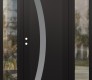 Modern Steel Front Door Diamond C4 68" x 80" black/white frosted Glass Panel black RHI with 2 Sidelites clear Glass