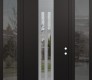 DIAMOND A8 64" X 96" BLACK/BLACK CLEAR GLASS PANEL STAINLESS STEEL RHI WITH 2 SIDELITES AND TRANSOM MIRRORED GLASS