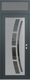 Diamond C12 36" x 96" anthracite/anthracite mirrored Glass Panel stainless steel LHI with Transom frosted Glass
