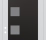 Modern Steel Front Door Diamond C5 36" x 96" white/white frosted Glass Panel black RHI with Transom frosted Glass