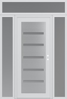 Diamond C7 60" x 96" white/white frosted Glass Panel stainless steel LHI with 2 Sidelites and Transom frosted Glass