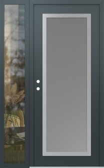 Diamond C1 50" x 80" anthracite/anthracite frosted Glass Panel stainless steel RHI with Sidelite clear Glass
