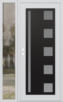 Diamond C3 50" x 80" white/white frosted Glass Panel black RHI with Sidelite clear Glass