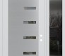 Modern Steel Front Door Diamond C8 48" x 96" white/white clear Glass Panel stainless steel LHI with Sidelite and Transom mirrored Glass