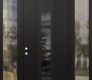 Modern Steel Front Door DIAMOND A10 64" X 96" BLACK/BLACK MIRRORED GLASS PANEL BLACK RHI WITH 2 SIDELITES AND TRANSOM CLEAR GLASS