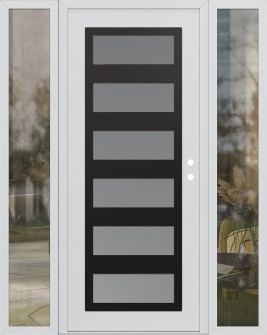 Diamond C9 64" x 80" white/white frosted Glass Panel black LHI with 2 Sidelites clear Glass
